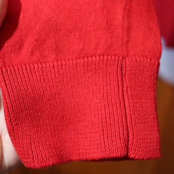 Chaps Red Ruffle Vneck Sweater Valentine's Day Holiday Red Sweater LG - Picture 6 of 11